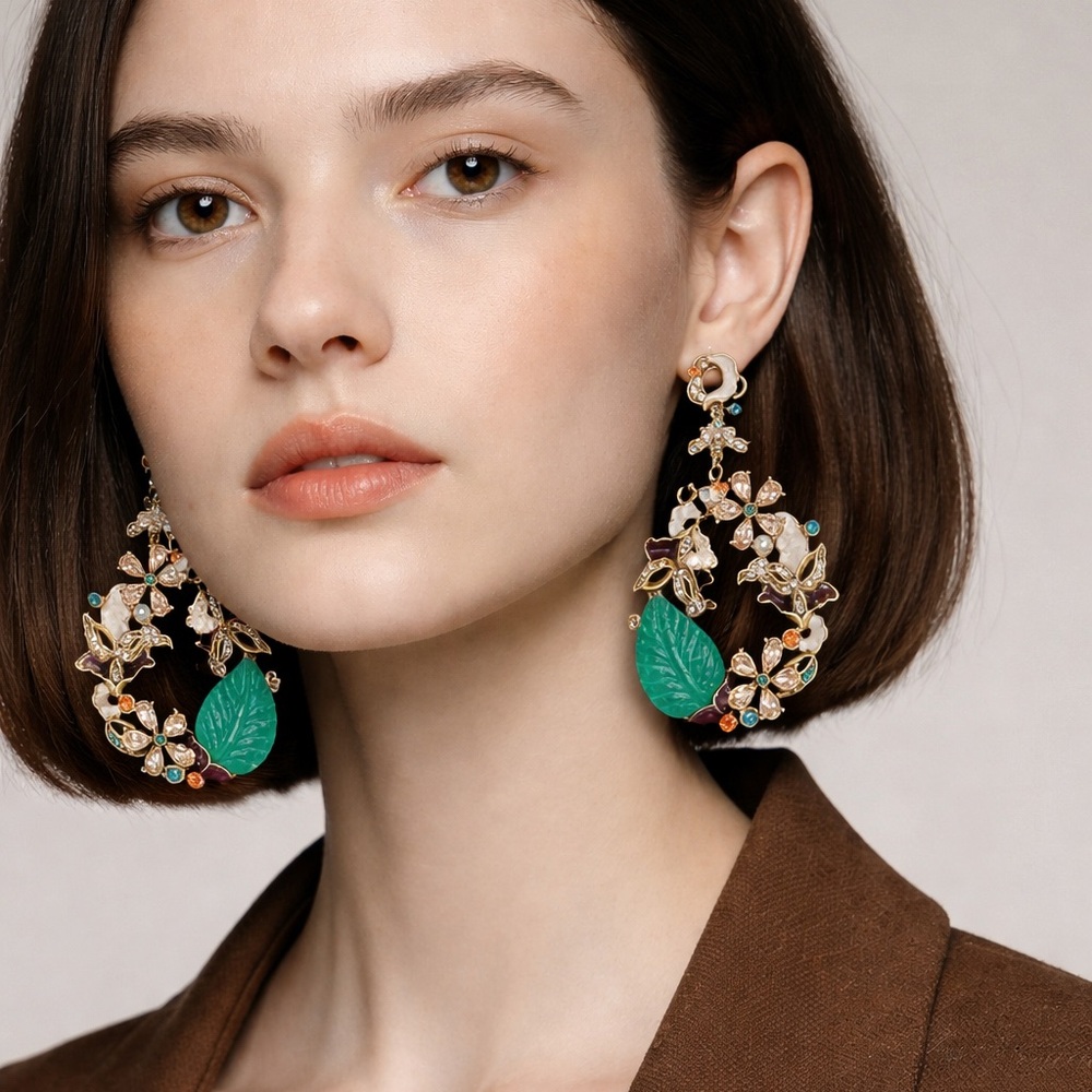 Elegant Floral Drop pierced Earrings
